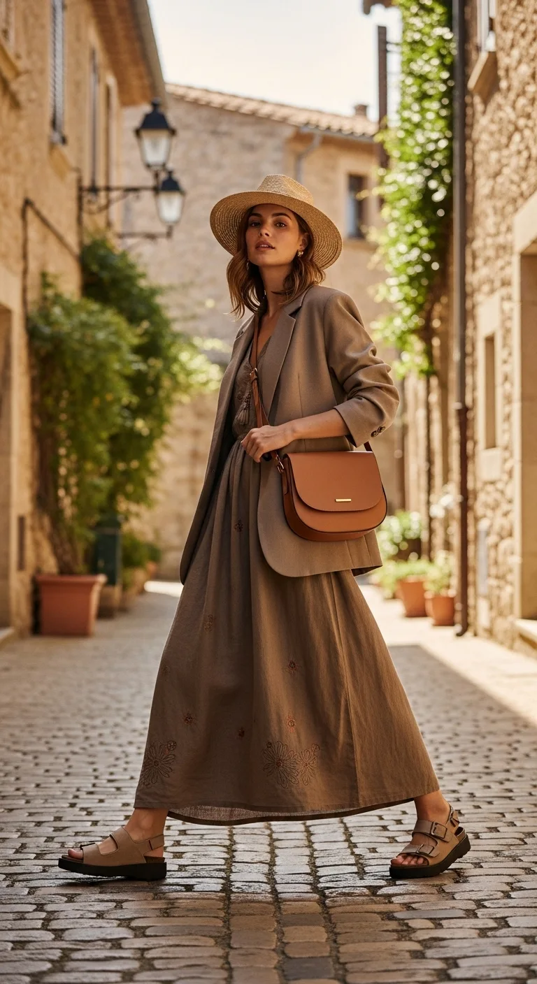 vestido marrom